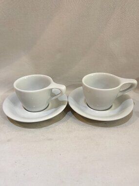 Pair of NotNeutral Lino Porcelain 3oz Espresso Cup Saucer Set 2 Cups & 2 Plates